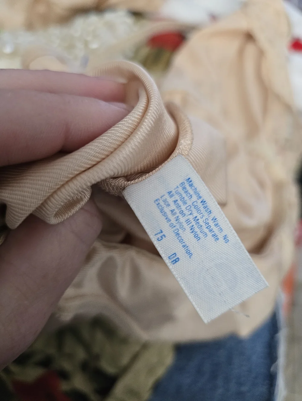 Vtg 60's Union Made ILGWU Lace-Trim Slip Dress in Nude Tan Minimalist Chic - Picture 8 of 8